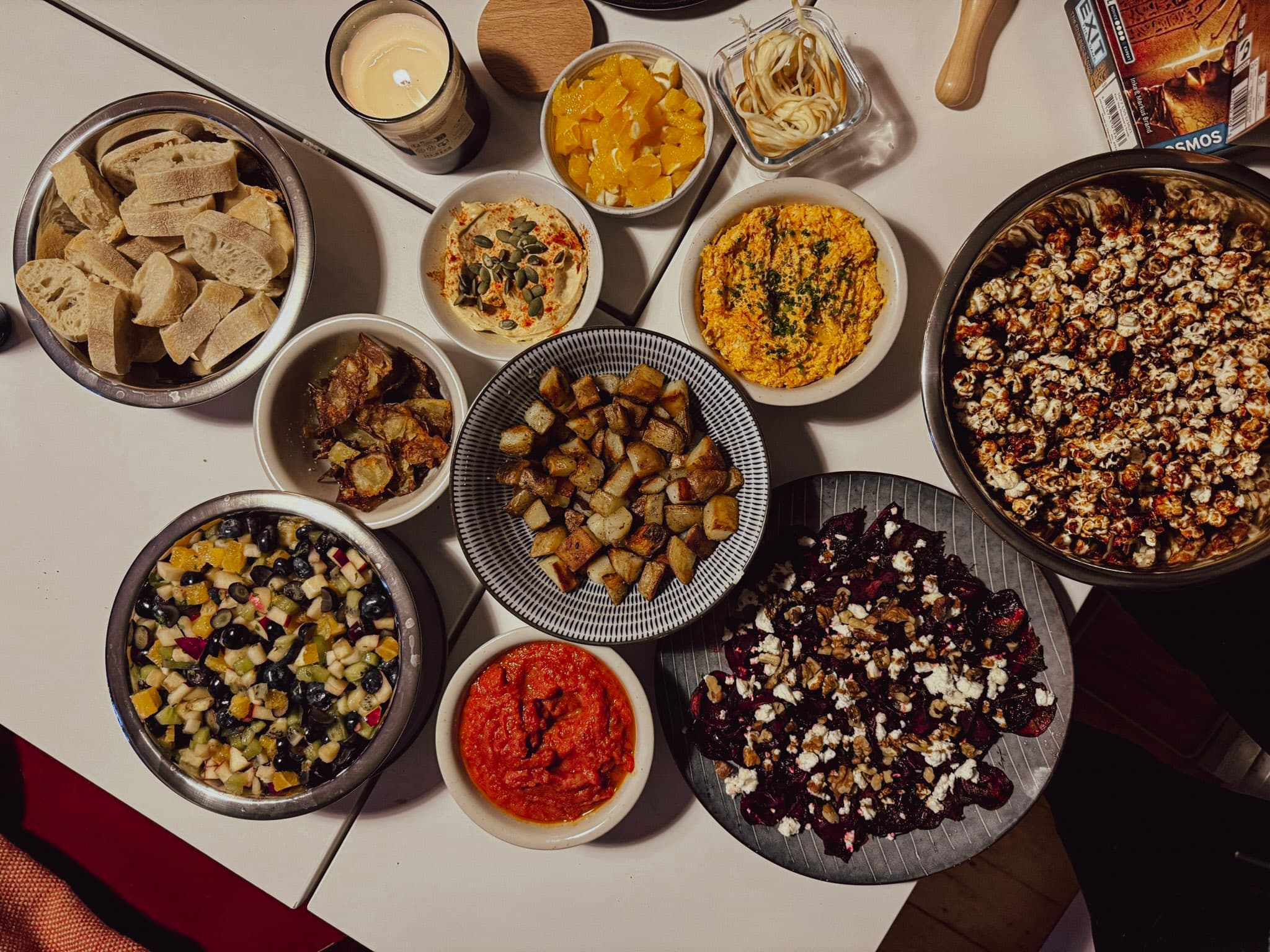 Outdoor garden dinner, group smiling