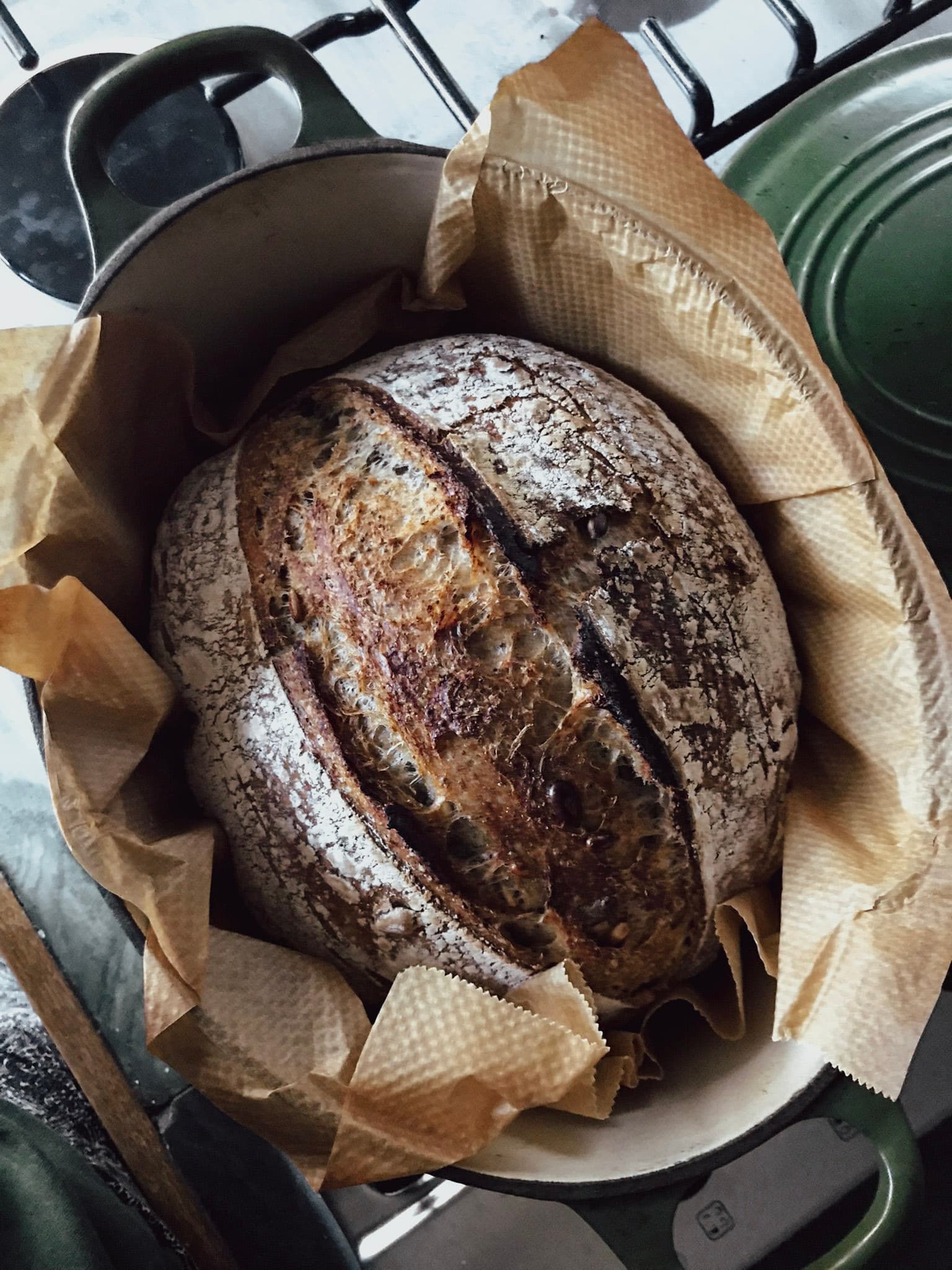 Freshly baked sourdough bread